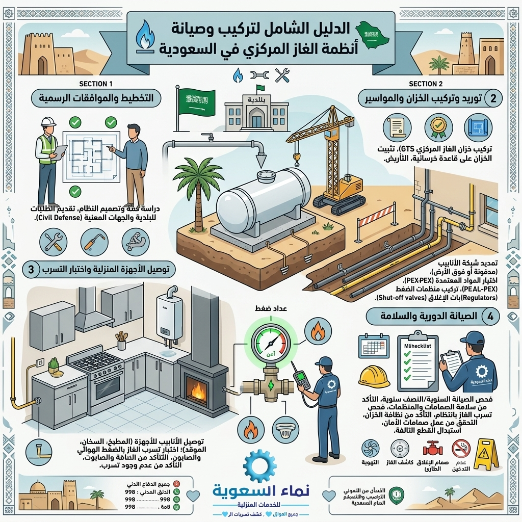 دليل شامل لتركيب الغاز المركزي وصيانته في السعودية